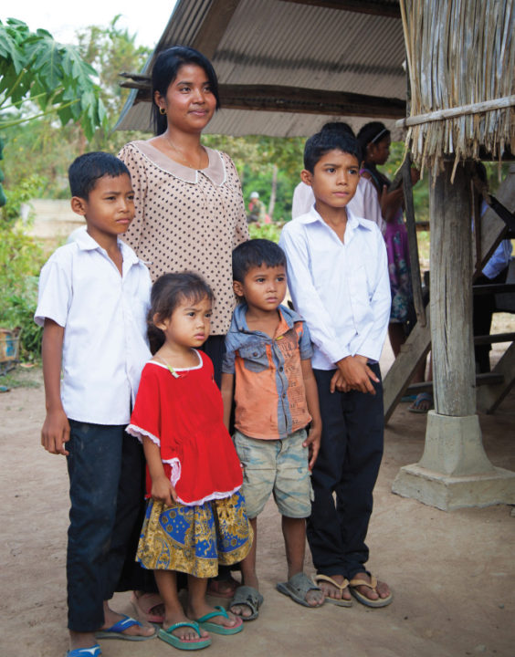 Phanny with her four children. Her oldest three are sponsored through Holt. Her daughter is too young to attend school, and does not have a sponsor yet.