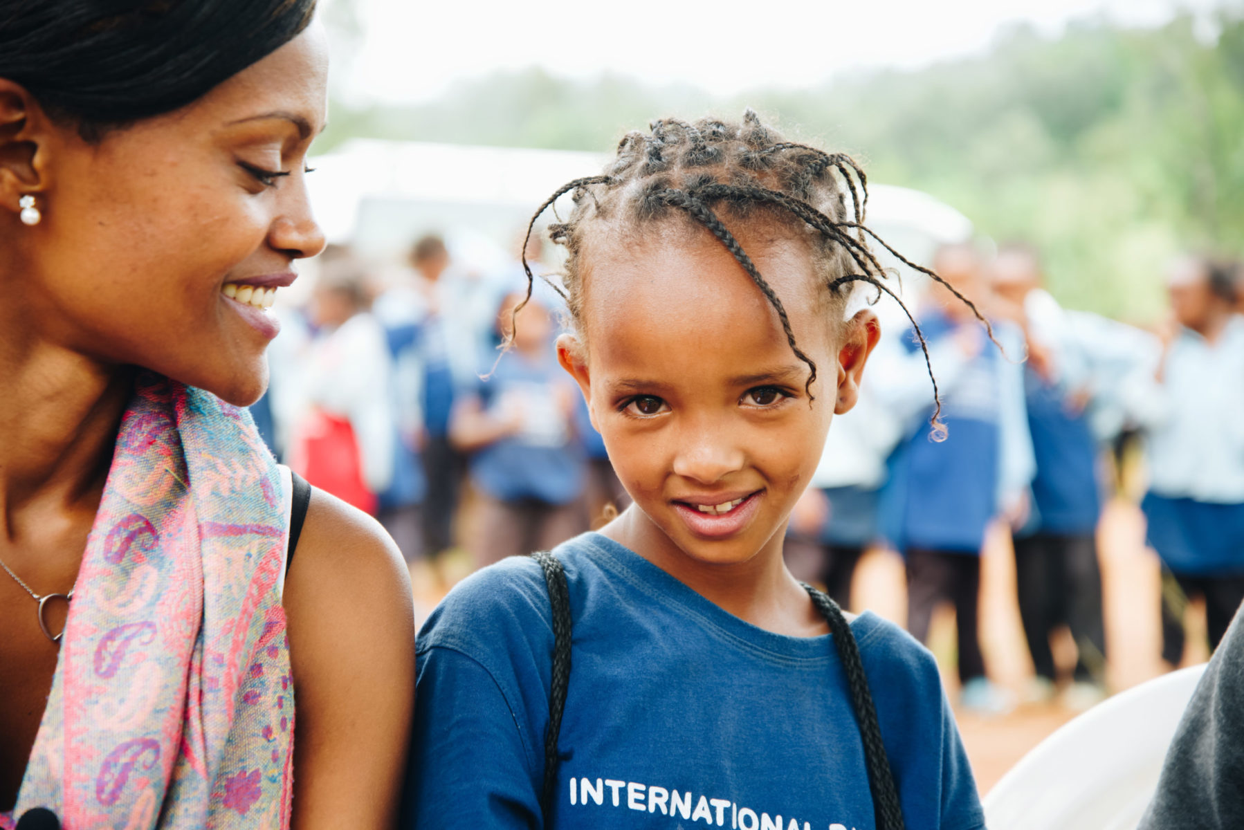 Weyneshet, a student at Wallana Kindergarten, looking at the camera in her blue uniform