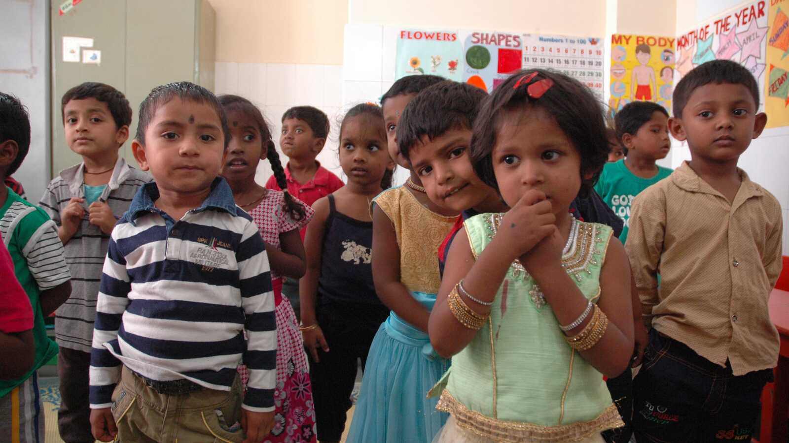 children playing in classroom