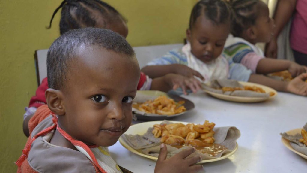 Ethiopian children having lunch